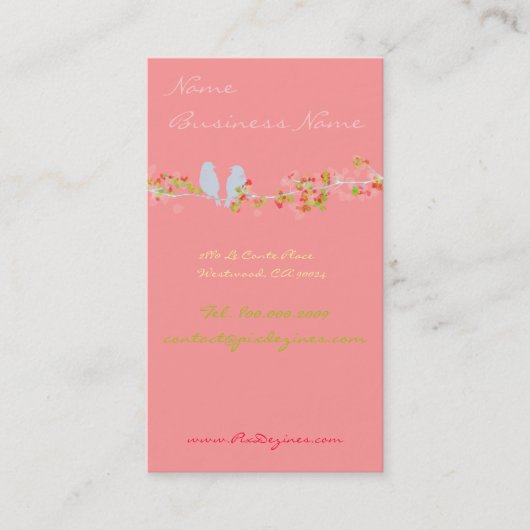 Visite Oiseaux sur une carte de profil de succursale (Devant)