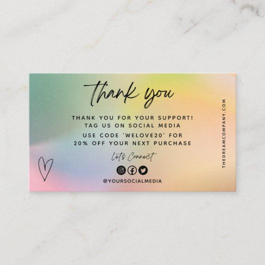 Visite Olive Heart Media Insert Merci Mini Carte de visit (Devant)