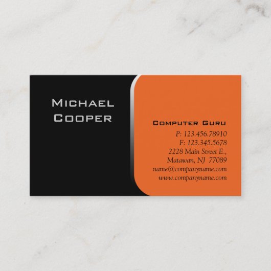 Visite Orange professionnelle d'ordinateur de carte de (Devant)