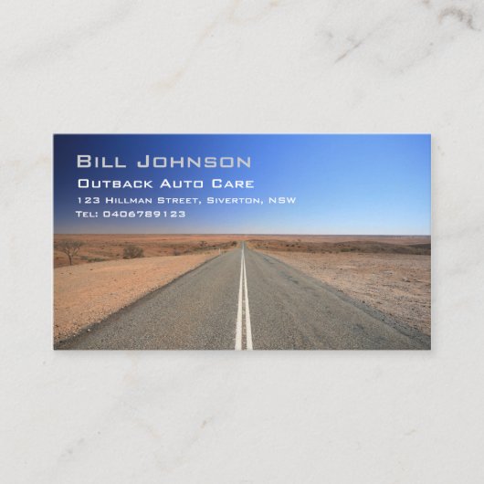 Visite Outback Australia Road, Auto Care - Carte de visit (Devant)