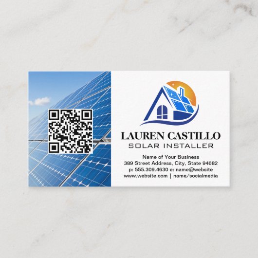 Visite Panneau solaire Accueil Logo moderne | Carte de vi (Devant)