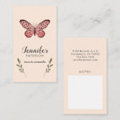 Visite Papillon rose de la carte d'appel de maman (Devant / Derrière)