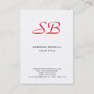 Visite Park Avenue Monogram White Red Cute Carte de visit