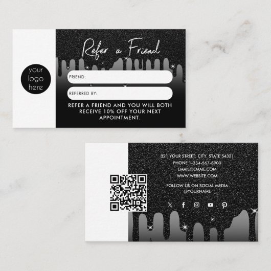Visite Parties scintillant Affaires Référer Une Carte De (Devant / Derrière)