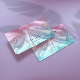 Visite Parties scintillant bleu rose  Satin Carte de visi