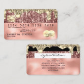 Visite parties scintillant d'or rose Carte de crédit mode (Devant / Derrière)