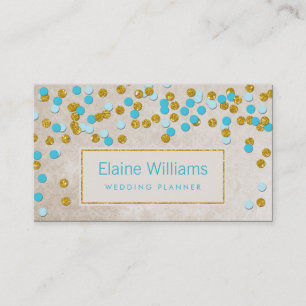Visite parties scintillant or bleu confetti Carte de visi