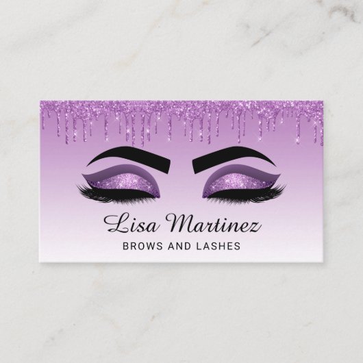 Visite Parties scintillant violet Lash Brow Carte de visi (Devant)