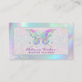 Visite Pastel Rainbow Holographic Butterfly Carte de visi (Devant)