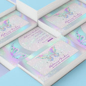 Visite Pastel Rainbow Holographic Butterfly Carte de visi