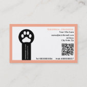Visite Patte et code QR carte de cabinet vétérinaire pêch (Dos)