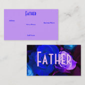 Visite Père Bleu Violet Roses I Carte de profil (Devant / Derrière)