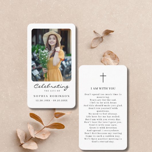 Visite Photo Célébration de la vie Carte de prière du Sou