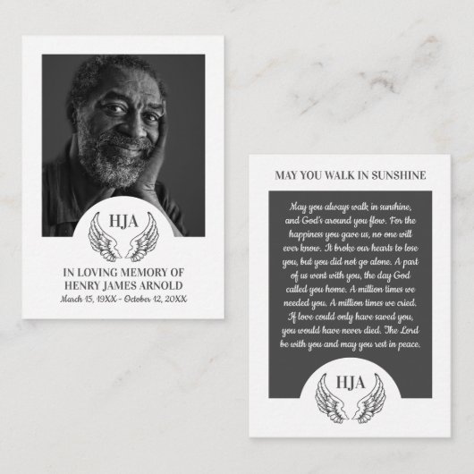 Visite Photo Élégante, Anges, Carte de prière (Devant / Derrière)