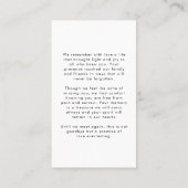 Visite Photo funéraire moderne Love Carte de prière mémoi (Dos)