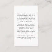 Visite Photo funéraire moderne rappelant le nom Carte de  (Dos)