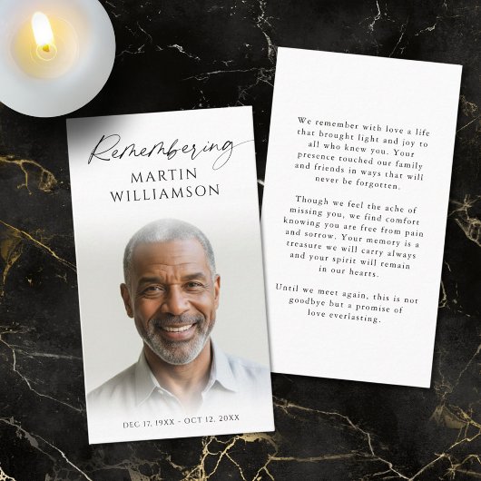 Visite Photo funéraire Se souvenir du nom Carte de prière