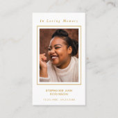 Visite Photo Funeral Memorial Gold Script Carte de prière (Devant)