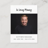 Visite Photo noir blanc simple carte de prière funéraire (Devant)