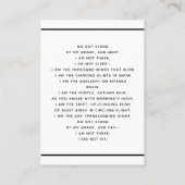 Visite Photo noir blanc simple carte de prière funéraire (Dos)