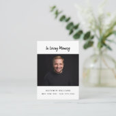 Visite Photo noir blanc simple carte de prière funéraire (Debout devant)