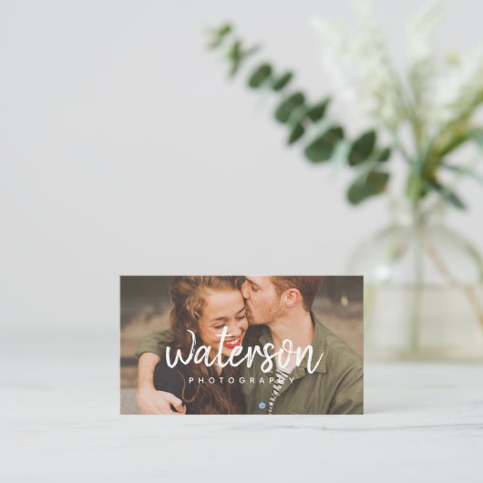 Visite Photographie moderne Script blanc | CARTE DE VISIT (Debout devant)