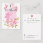 Visite Pink Floral Savon Exemple de carte d'affichage du (Devant / Derrière)