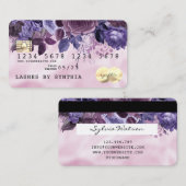 Visite Pink Unicorn Driving Carte de crédit Or Floral (Devant / Derrière)