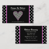 Visite Pink Zebra Imprimer le coeur et les Pois Carte de (Devant / Derrière)