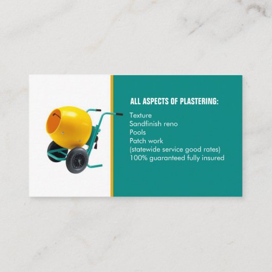 Visite Plâtrage de la carte d'entreprise de services (Dos)