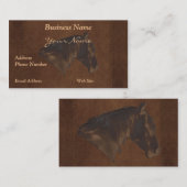 Visite Portrait de Cheval en Cuir Faux sur carte en Cuir (Devant / Derrière)