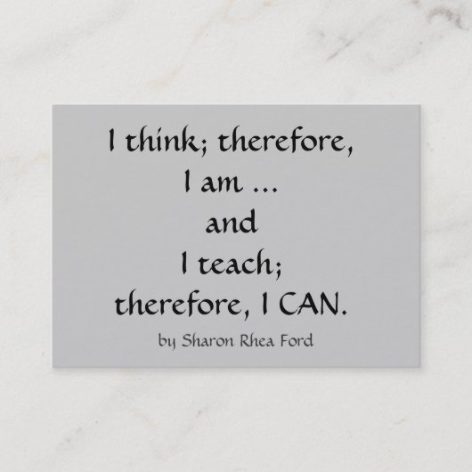 Visite Profil de l'enseignant/de l'éducation - Carte de v (Devant)