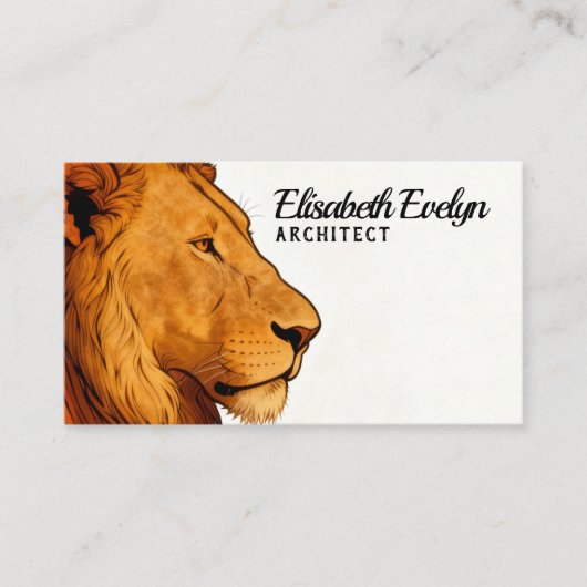 Visite Profil de Lion Élégant – Conception de Carte de Vi (Devant)
