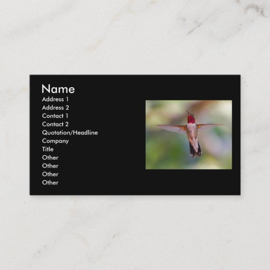 Visite profil ou carte de visite, colibri (Devant)
