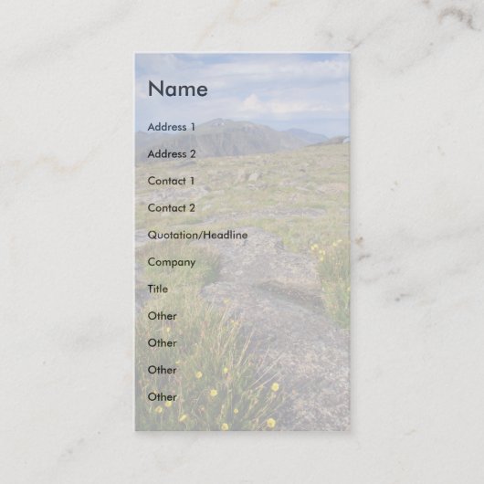 Visite profil ou carte de visite, paysage (Devant)