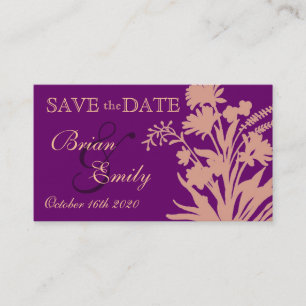 Visite Purple pêche floral enregistrer la date carte de v