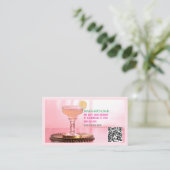 Visite QR Code Bar & Lounge Pink Margarita Carte de visit (Debout devant)