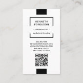 Visite QR Code Moderne Entreprise Noir Blanc Carte de vis (Dos)