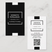 Visite QR Code Moderne Entreprise Noir Blanc Carte de vis (Devant / Derrière)
