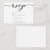 Visite R.S.V.P. Mariage Carte de réponse Script noir (Devant / Derrière)