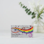 Visite Rainbow Black Musical Notes sur Grey Carte de visi (Debout devant)