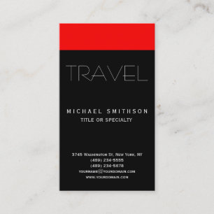 Visite Red Black Modern Simple Travel Agent Carte de visi