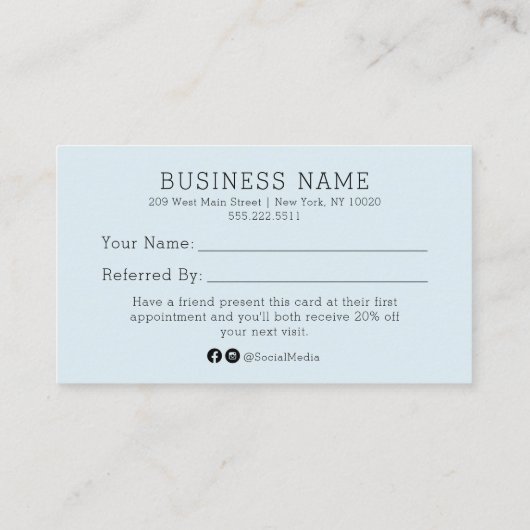 Visite Référez Une Carte De Référence De Salon D'Ami (Dos)