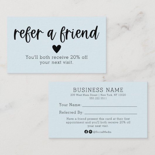 Visite Référez Une Carte De Référence De Salon D'Ami (Devant / Derrière)