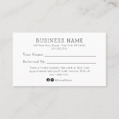 Visite Référez Une Carte De Référence De Salon D'Ami (Dos)