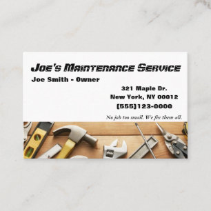 Visite Réparation de maintenance Handyman Service Carte d
