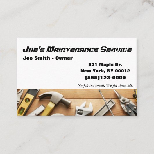 Visite Réparation de maintenance Handyman Service Carte d (Devant)