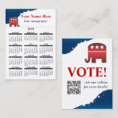 Visite Républicain 2015 d'éléphant de calendrier de carte (Devant / Derrière)