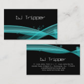 Visite Rétro bleu de turquoise du DJ de noir de carte de (Devant / Derrière)
