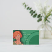 Visite Rétro vert roux gnangnan 2 de carte de coiffure (Debout devant)